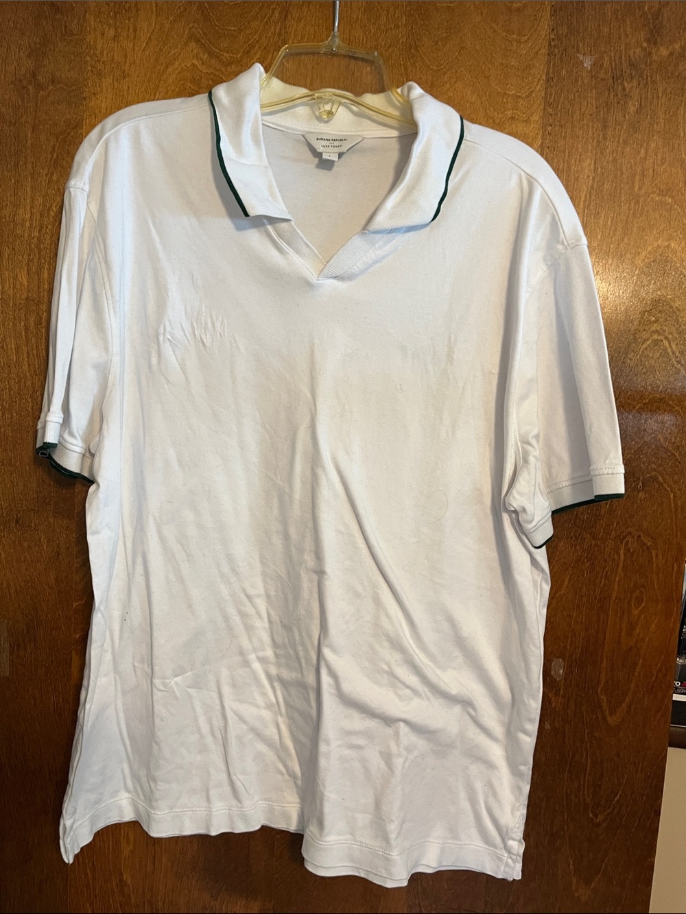 Banana Republic White Polo with Dark Green Trim - Men